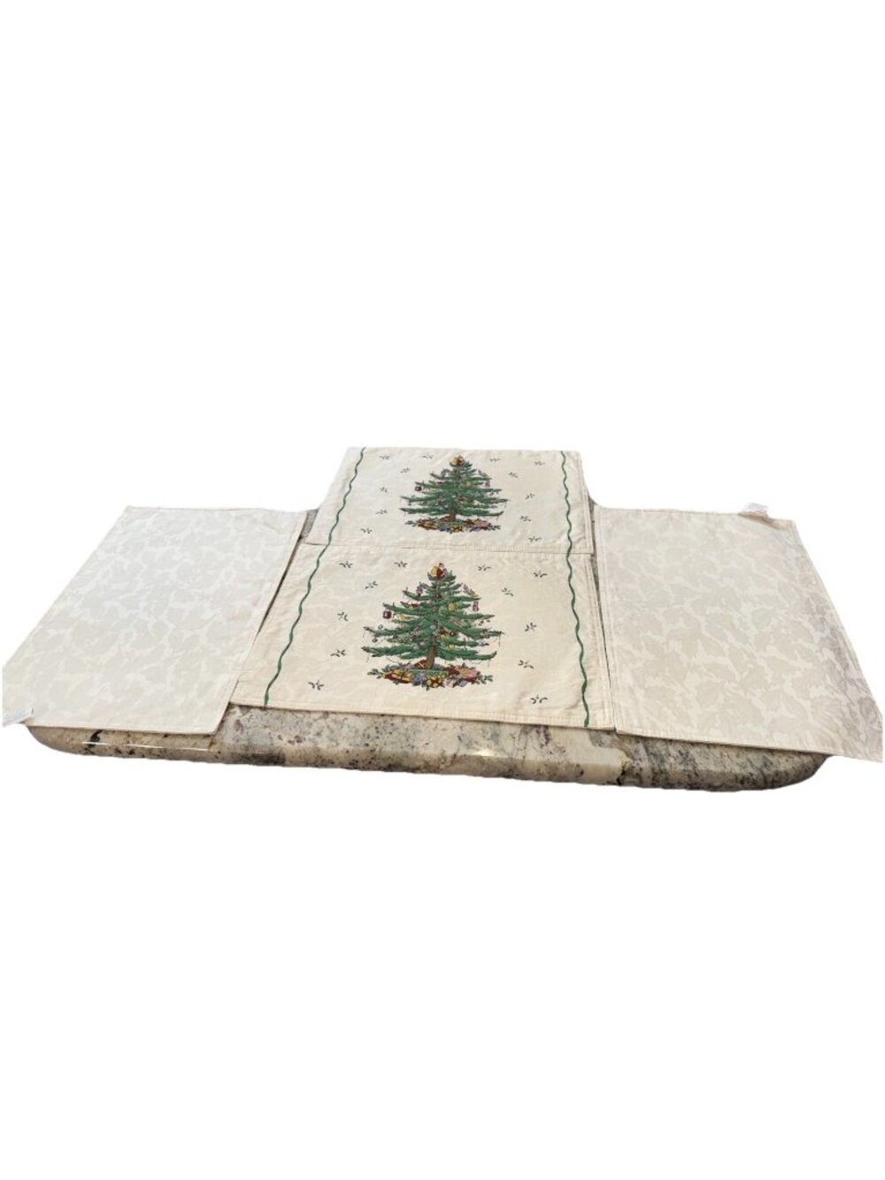 Vintage 4 Spode Christmas Tree Fabric Brocade Placemats Holiday Table Top Decor